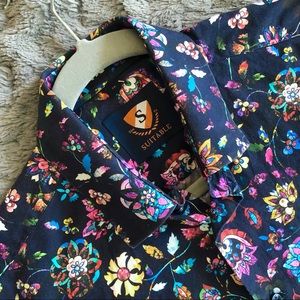 Suitable Dark Floral Button Down Shirt 15.5 Collar